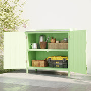 Wooden Garden Storage Cabinet With Galvanised Worktop and Shelves for Outdoor Tools Green Outsunny