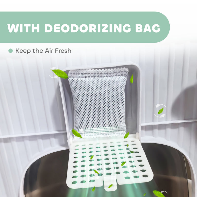 Covered Cat Litter Box with Scoop and Deodoriser for Odour Control and Easy Cleaning Green