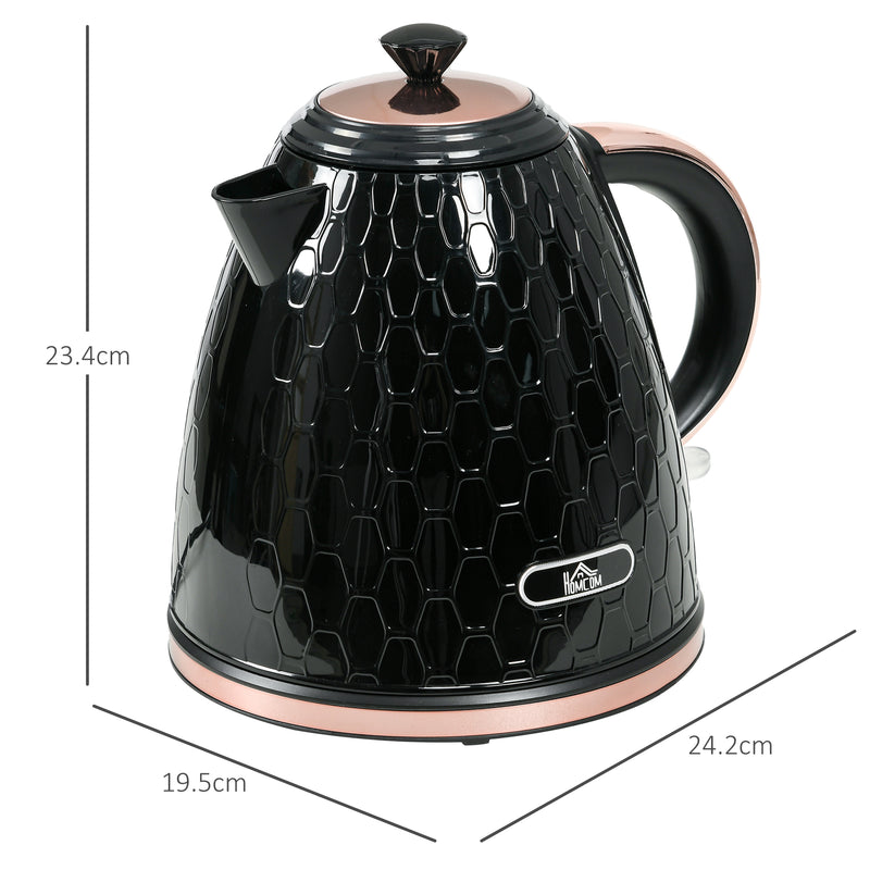 Black 3kW Rapid Boil Honeycomb Kettle with Stylish Design by HOMCOM Homcom