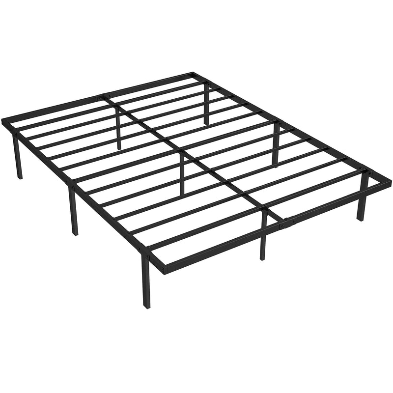 Black King Size Metal Bed Frame with Quiet Support and Underbed Storage