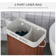 100L Collapsible Laundry Basket with Lid and Removable Liner for Dirty Clothes, Brown