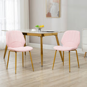 Set of 2 Velvet Dining Chairs with Padded Seat and Steel Legs for Comfort Pink