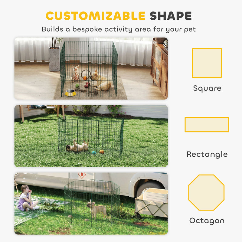 Dog Playpen for Medium Dogs Flexible Indoor Outdoor Pet Enclosure Foldable Green AOSOM