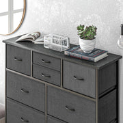 10 Drawer Fabric Chest of Drawers with Steel Frame for Bedroom Storage Black