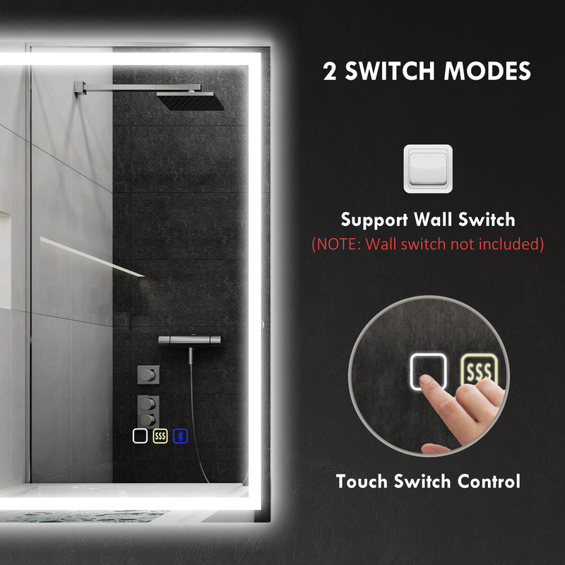 Silver LED Bathroom Mirror 50 x 70 cm with Bluetooth and Anti Fog Feature