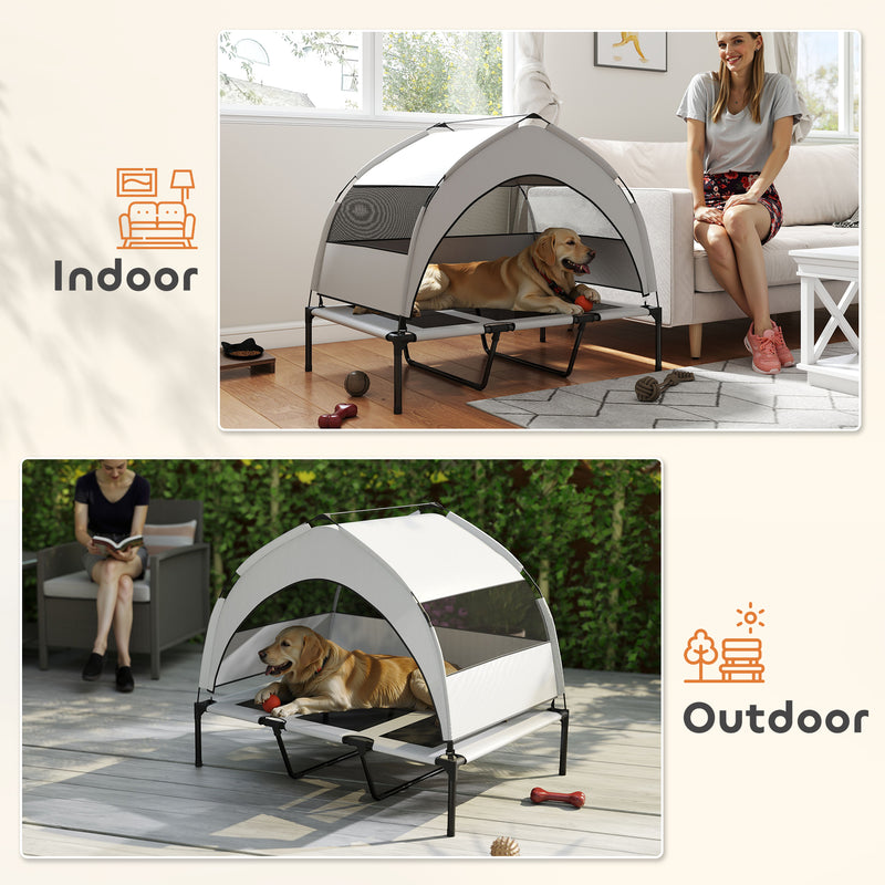 Portable Elevated Dog Bed with Canopy Large Cooling Pet Cot for Outdoors 106 x 76 x 94 cm