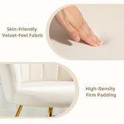 Cream Velvet Lotus Petal Accent Chair with Gold Legs Plush Upholstery and Stylish Design