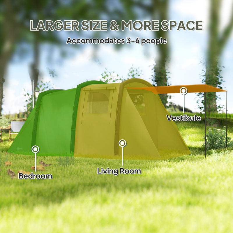 Inflatable 6 Person Family Tent with Fast Air Beam Setup and Separate Living Area Olive Green