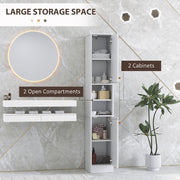 Tall White Freestanding Bathroom Storage Cabinet With Doors and Adjustable Shelves by HOMCOM
