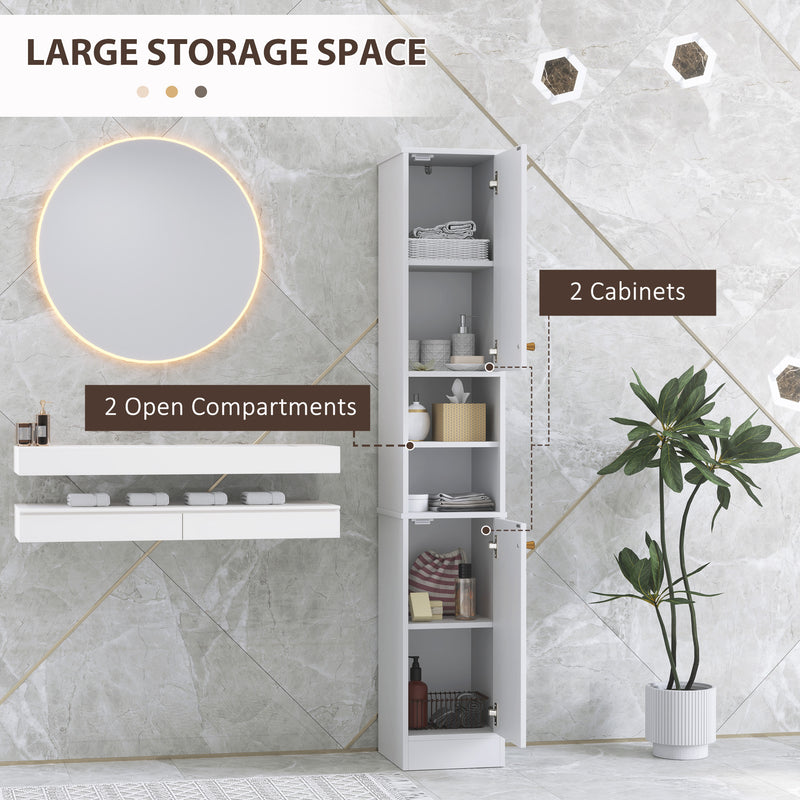 Tall White Freestanding Bathroom Storage Cabinet With Doors and Adjustable Shelves by HOMCOM