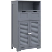 Three Part Bathroom Storage Unit With Shelf Drawers And Cupboard For Organising, Grey