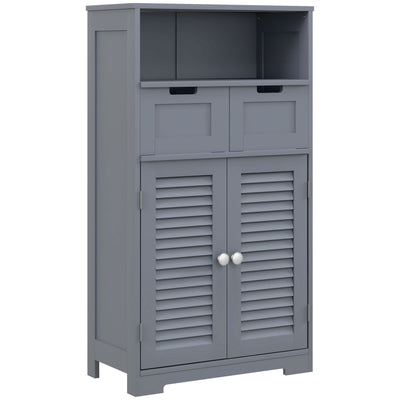 Three Part Bathroom Storage Unit With Shelf Drawers And Cupboard For Organising, Grey