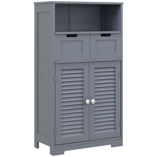 Three Part Bathroom Storage Unit With Shelf Drawers And Cupboard For Organising, Grey