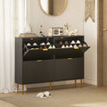 Slim Shoe Storage Cabinet with 4 Flip Drawers Ideal for Hallway or Entryway Black