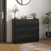 Black 3 Drawer Chest of Drawers Bedroom Storage Unit by HOMCOM