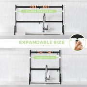 2 Tier Over Sink Dish Drying Rack Adjustable Space Saving Drainer for Kitchen, Black