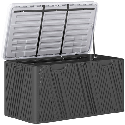 Black 380L Waterproof Outdoor Storage Box With Lockable Lid by Outsunny