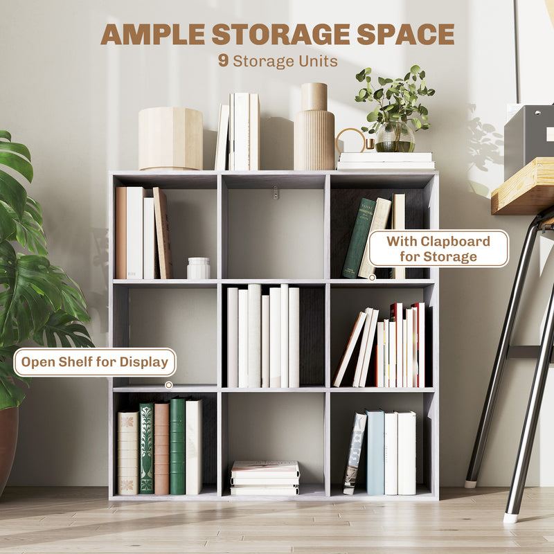 Nine Cube Storage Unit With Open Shelves Ideal For Home Or Office Organisation Marble, Grey