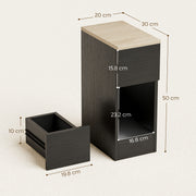 Slim Bedside Table Set of 2 with Drawer and Shelf for Small Spaces Black AOSOM