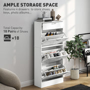 White Shoe Storage Cabinet with 3 Flip Drawers and Adjustable Shelves by HOMCOM