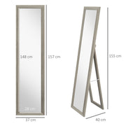 Full Length Bedroom Mirror with Stand or Wall Mount and Shatter Resistant Glass Grey AOSOM