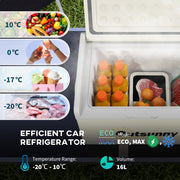 16L Portable Car Fridge with Adjustable Temperature Ideal for Travel and Camping Khaki Grey AOSOM