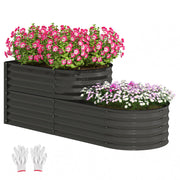 Two Tier Galvanised Steel Garden Planter Dark Grey by Outsunny