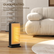 2000W Ceramic Electric Heater with Oscillating Fan for Home or Office Use Black