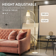 White Adjustable Floor Lamp for Living Room with Spotlight and Rocker Switch