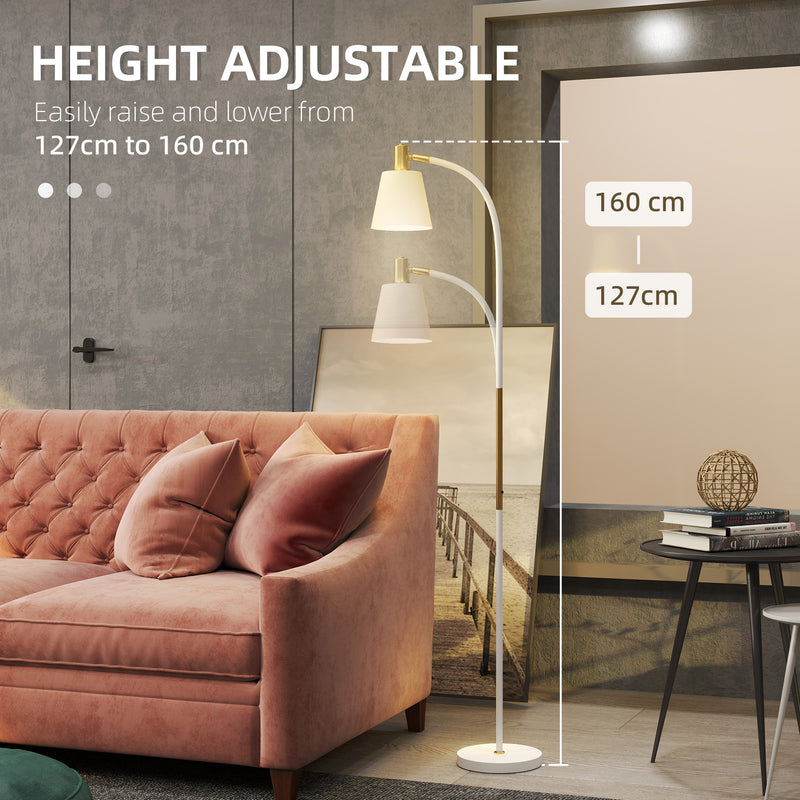 White Adjustable Floor Lamp for Living Room with Spotlight and Rocker Switch