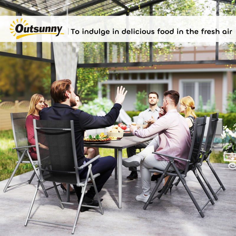 Garden Dining Table for 6 with Rust Resistant Metal Frame and WPC Top Dark Grey by Outsunny