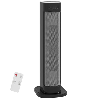 2000W Ceramic Electric Heater with Adjustable Heat Settings and Timer Function Black