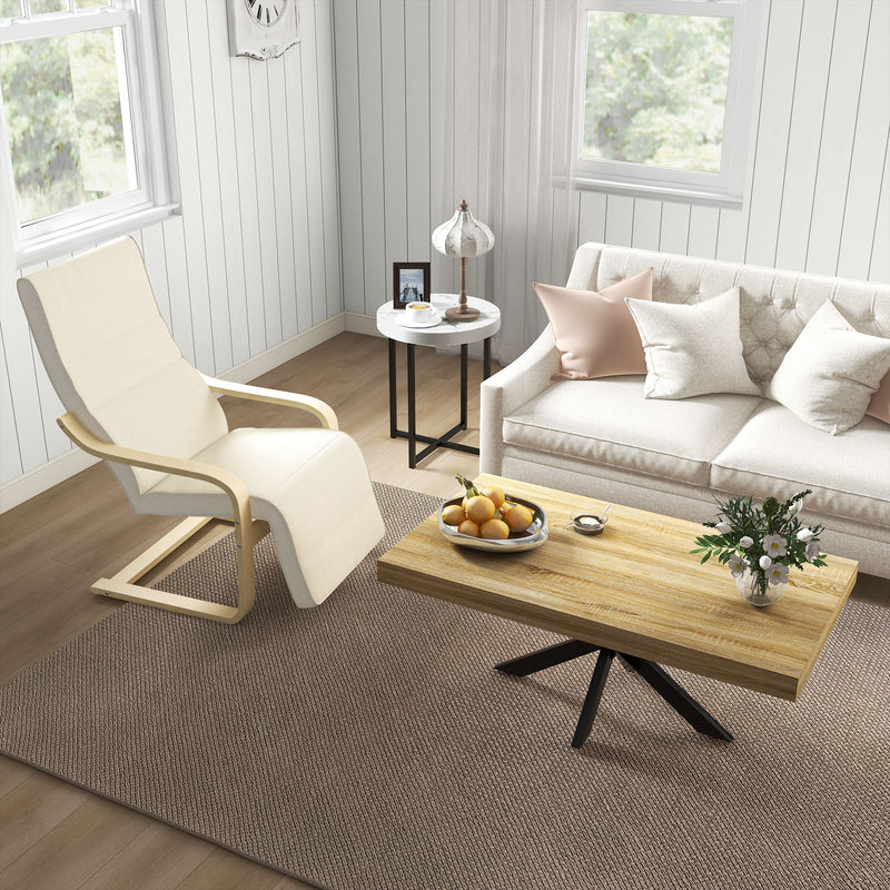 Set of 2 Round Side Tables With Sturdy Metal Legs Ideal for Living Room or Bedroom White AOSOM