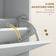 Slim Shoe Storage Cabinet with Two Flip Drawers Ideal for Hallways White