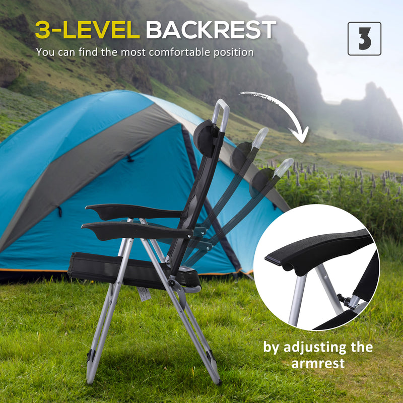 3 Piece Folding Camping Table and Chair Set with Portable Design for Travel, Grey AOSOM