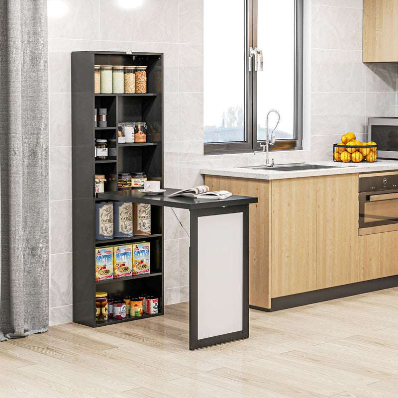 Black Three Part Work Desk with Storage and Writing Board by HOMCOM