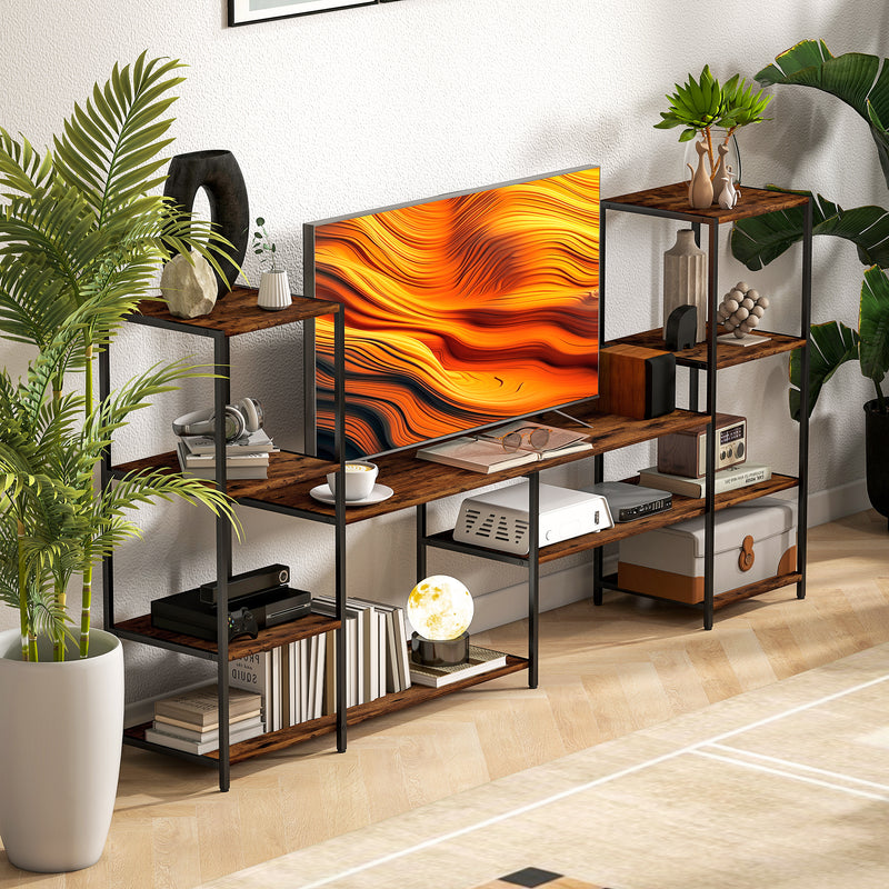 Industrial TV Stand for TVs up to 55 Inches with Storage Shelves for Living Room Use