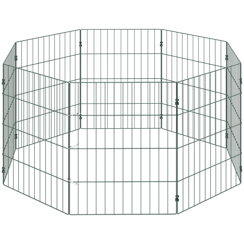 Dog Playpen for Small Dogs Indoor Outdoor Safe Flexible Pet Enclosure Green AOSOM