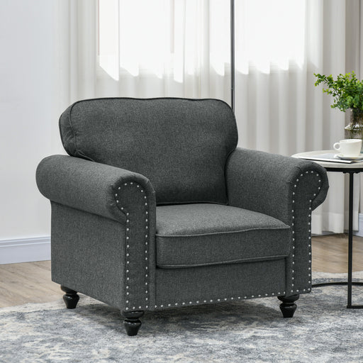 Mid Century Accent Armchair with Pocket Sprung Seat for Living Room Comfort Charcoal Grey