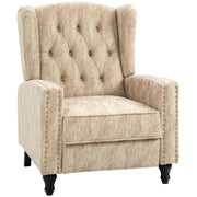 Chesterfield Style Reclining Armchair With Padded Seat For Living Room Comfort Beige