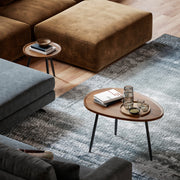 Set of 2 Modern Nesting Coffee Tables with Metal Legs for Living Room or Office Chestnut