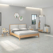 3 Piece Bedroom Furniture Set with Wardrobe Storage and Bedside Table, White and Wood AOSOM