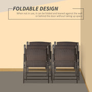 Set of 4 Brown Folding Rattan Chairs for Garden or Patio with Comfortable Seating