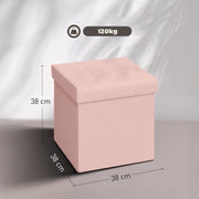 Foldable Sherpa Fleece Storage Ottoman with Removable Lid Ideal for Bedrooms Pink