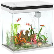 26L Glass Fish Tank with Filter System LED Lights and Water Pump White by PawHut AOSOM