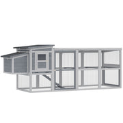 Chicken Coop for 3 to 4 Hens with Easy Clean Tray and Secure Outdoor Run Grey AOSOM