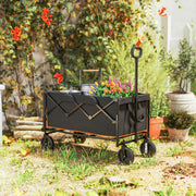 160L Folding Festival Trolley Cart with Tailgate and Carry Bag Black and Orange by Outsunny