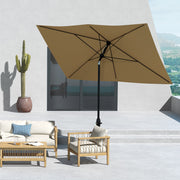 Brown 2 x 3m Rectangular Garden Parasol with Crank Tilt Aluminium Pole Sun Shade