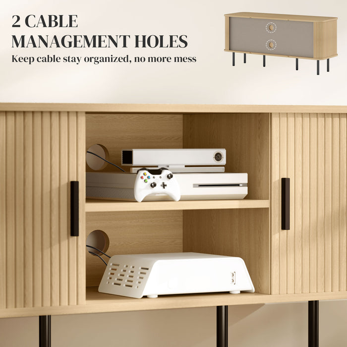 Oak TV Stand Cabinet for TVs up to 55 Inches with Storage Shelves and Cupboard by HOMCOM