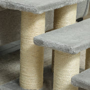 Grey 3 Step Pet Stairs for Cats and Dogs Soft Ladder with Non Slip Surface by PawHut